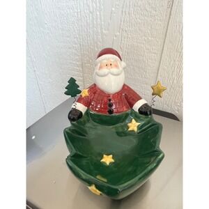 Rainbowman Santa Claus‎ Christmas Tree Candy Dish Bowl Ceramic Holiday Decor